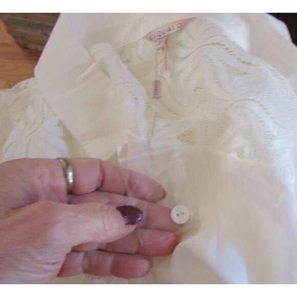 New, White Esqualo Lace Shirt Dress With 3/4 Sleeves & Collar Size 8 - Picture 10 of 10